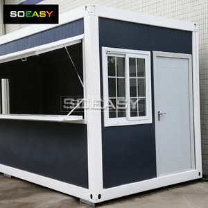 การออกแบบร้านค้าหน้าต่างด้านข้าง Flat Pack Container House ร้านสำเร็จรูป