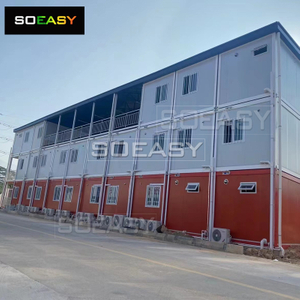 Rot-wei&szlig;es B&uuml;ro-Flat-Pack-Containerhaus mit eingebauter Treppe