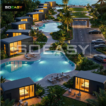 SOEASY 20ft سفارشی شده لوکس کابین اپل اقامتگاه اجاره دفتر کافی شاپ در فضای باز