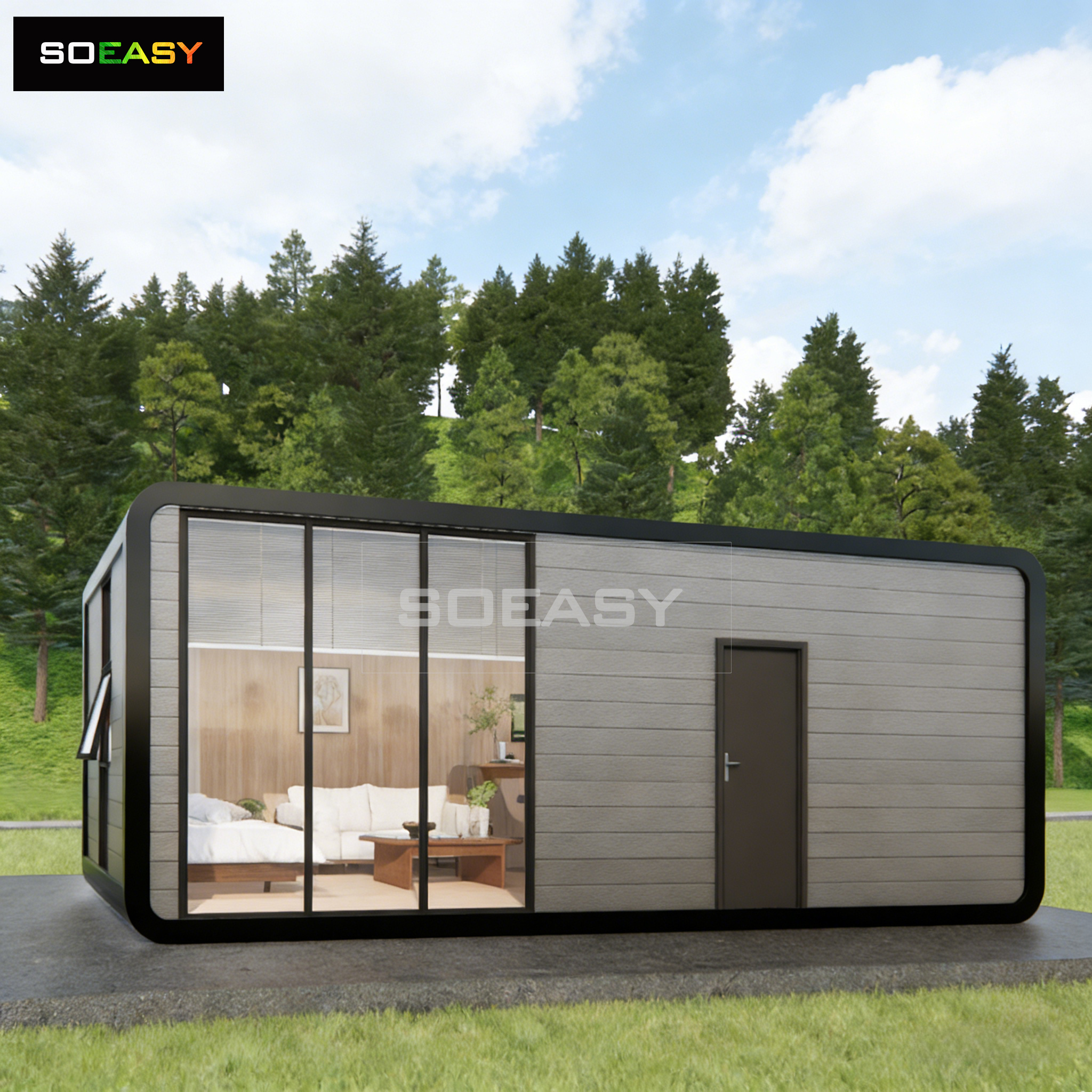 SOEASY Casa modulare di lusso da 20 piedi Design moderno Apple Cabin Vita e lavoro all'aperto